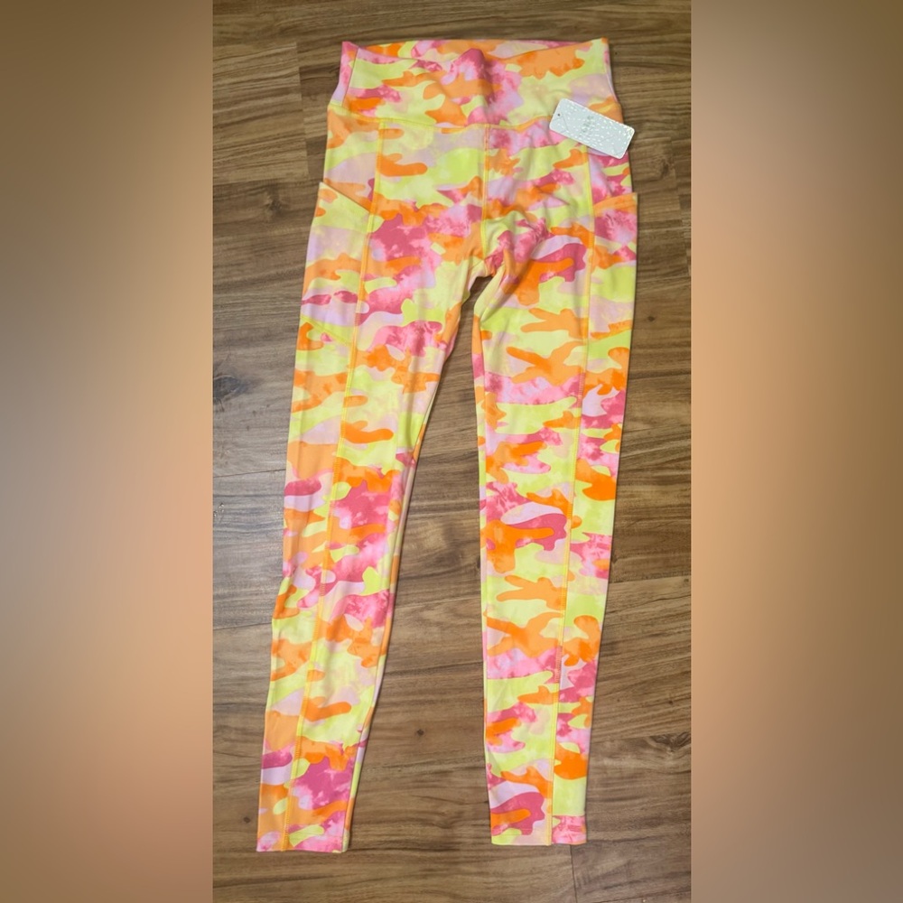 Vibrant Pink and Orange Camouflage Leggings